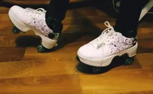 Zapatos de Parkour deformables para adultos y niños, patines con cuatro ruedas, para correr, unisex