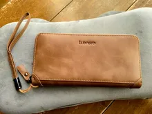 Billetera de piel auténtica para mujer, Cartera de lujo, bolso largo, tarjetero