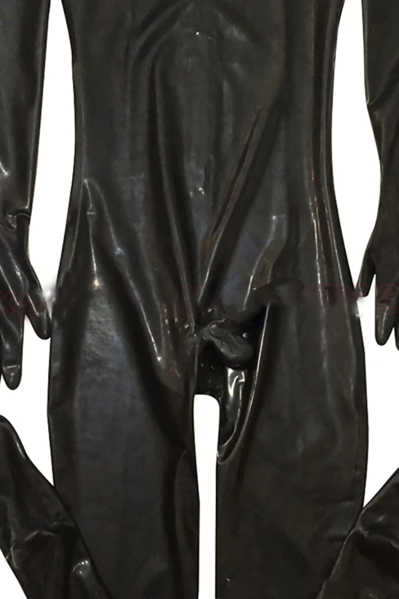 LinMe Unisex Footed Unitard Faux Leather PVC Shiny Clubwear Hook Mask Catsuit Full Coverage Wetlook Plus Size Halloween Costumes