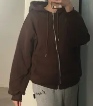 BiggOrange-Sudadera con cremallera para mujer, chaqueta de invierno, sudaderas de talla grande, bolsillos clásicos, jerséis de manga larga