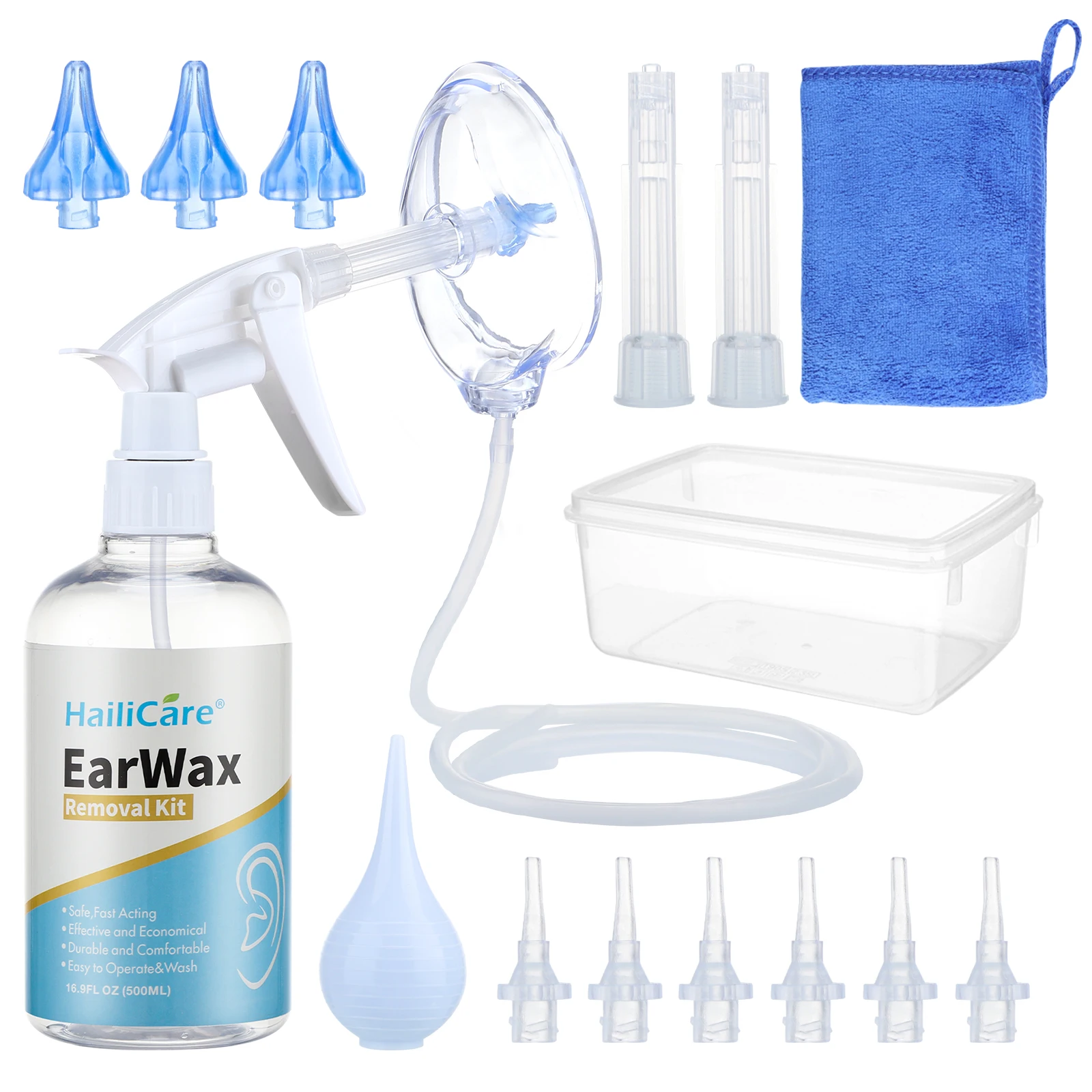 Ear Irrigation Cleaning Kit Premium Water Irrigation Ear Cleaner Ear Wax Removal Ear Washing Syringe Squeeze Bulb Ear Care Tools