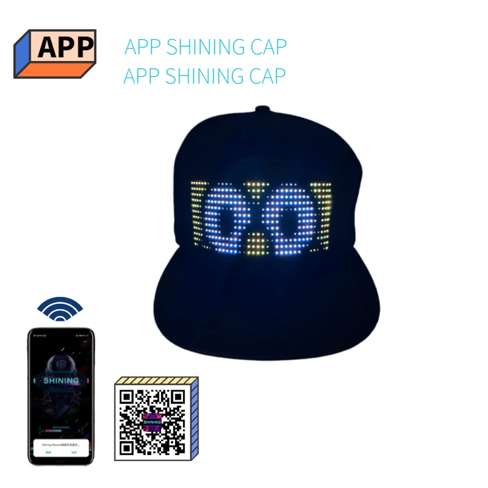 Casquette à message LED programmable, chapeau et casquette de fête, sport  Shoous, lumière clignotante, aste par USB, affichage LED - AliExpress