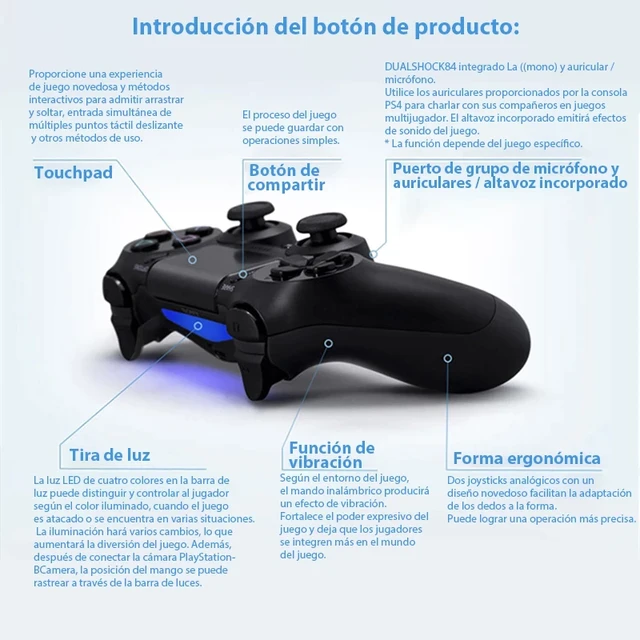 Controlador inalámbrico Ps4 Joystick de juego Bluetooth para Playstation 4  Pro / Slim Dualshock 4 Gamepad