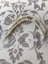 Correa con perlas para bolso de mujer, accesorio para bolso, manijas para cinturón, cadena de cuentas, piezas de mano, cierre plateado/dorado/negro