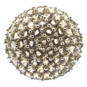 

23x23mm Fancy SheCrown Created Round Shape Smokey Topaz Gift For Sister Silver Rings