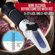 Druif Vruchtensap Alcohol Refractometer Met Atc, Dual Schaal 0-25% Vol 0-40% Brix, handheld Optische Meter Tester Voor Wijnmakers