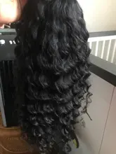 Pelucas de cabello humano con cierre Frontal para mujer, postizo de encaje de 5x5 con ondas profundas brasileñas de 30 pulgadas, color Natural con agua rizada