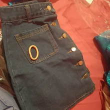 Mini Skirt Jeans A-Line Single-Button-Pockets Vintage Blue High-Waist Korean Denim Women