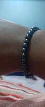 Pulsera de Metal elástica para hombre y mujer, brazalete redondo de piedra natural negra para la pérdida de peso, terapia magnética, hematita, moda