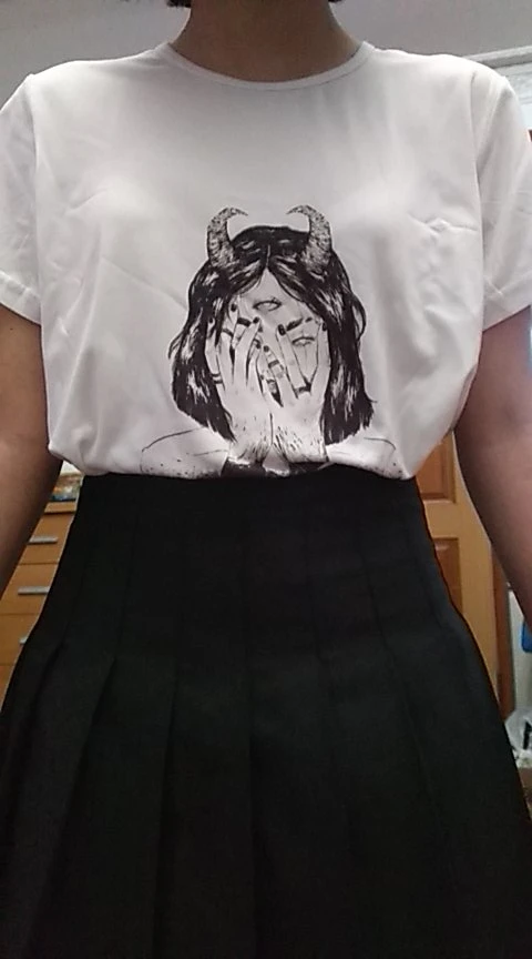 E-girl E-boy Gothic Punk T-shirt with Demon print photo review