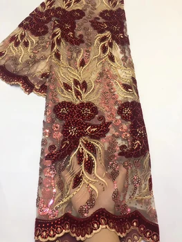 

African velvet lace fabric high quality french tulle lace embroidery stones Swiss voile Guipure organza mesh sequins lace women