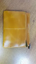Mini Cartera de piel auténtica con cremallera para hombre y mujer, monedero pequeño y delgado de estilo Vintage