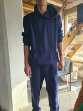 Chándal de lana de invierno para hombre, conjunto de Sudadera con capucha informal para hombre, jersey de marca de moda, traje deportivo negro