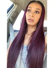 Topodmido rojo oscuro 99j Color frente de encaje pelucas con minimechones 13x4 recto pelucas de cabello humano Remy peruano Cierre de encaje de pelo peluca