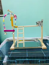 Perch-Stand Ladder Feeder Playground Bird Parrot with Wooden Platform Gym Cups Interactive-Toys