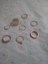 Tocona 8 unids/set, Anillos geométricos conjuntos de cristal claro de cadena de oro de piedra anillos de apertura para la joyería de las mujeres accesorios 9012