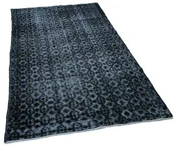 

138x233 Cm Black Handmade Over Dyed Rug-4x8 Ft