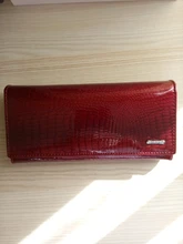 DICIHAYA-Billetera de piel genuina con doble cremallera para mujer, cartera de mano roja con patrón de cocodrilo