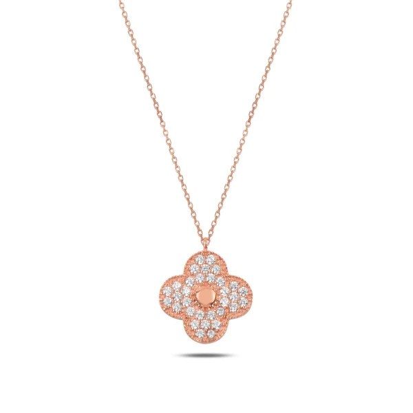 KUTAYDAN Zircon Cubic Zirconia Clover Necklace 925 Sterling Silver