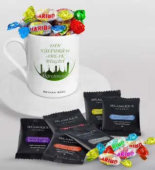 

Personalized Religious Culture And One Teacher at Turkish coffee Cup Selamlique Mixed Turkish Coffee House and Haribo Candy Gift S
