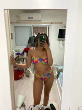 Rinabe-Bikini con cordón para mujer, traje de baño con estampado Floral, conjunto de Bikini de cintura alta, ropa de playa, Bikini con cinturón alto 2021