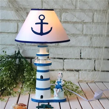 

LIGHT LAMP ABAT JOUR BEDSIDE DRESSER 34CM LIGHT SHAPED WOOD LIGHTHOUSE