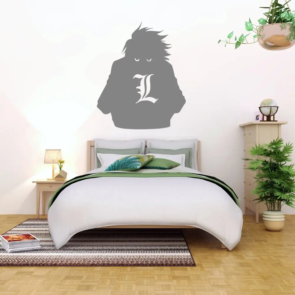 &quotL&quot Lawliet Deathnote Wall Art Anime Sticker Home Bedroom Kids Room Decoration Removable A001280 | Дом и сад
