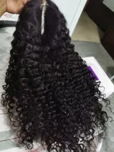 ALICE-pelucas de cabello humano rizado con malla frontal, cabello con cierre superior de cuero cabelludo de 150% de densidad, no Remy