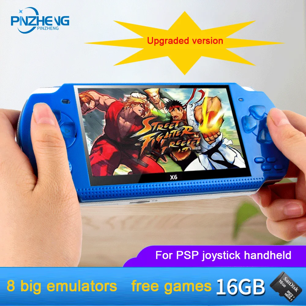 

PINZHENG Upgrade X6 Handheld Game Console Mp4 Player MP5 Game Player Real 16GB Support 8-32-128bit Games Camera Video E-book