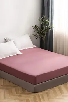 

Pure %100 Cotton Combing Luxury Solid Rose Color Fitted Sheet Elastic Bed Linens Mattress Cover 160x200 Comfortable Modern 2020