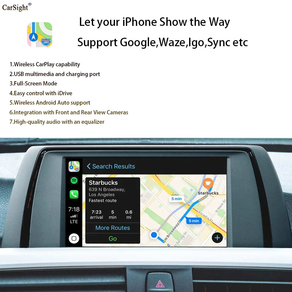 Полноэкранный USB Мультимедийный беспроводной Apple CarPlay для BMW F20/F21/F44/F52