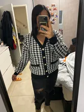 FSDA-suéter de manga larga con cuello de pico para mujer, cárdigan negro con botones y pata de gallo, de punto, holgado, de gran tamaño, informal, otoño e invierno, 2020