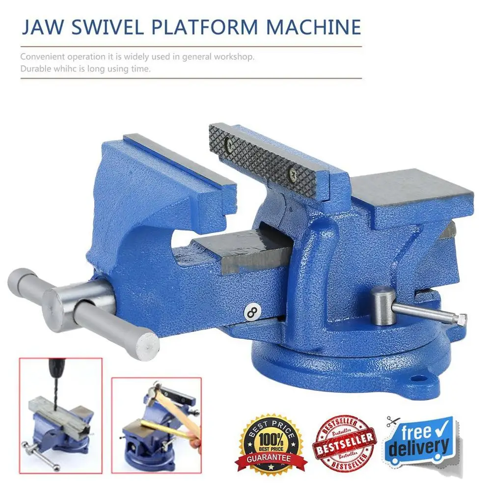 Bench 5" Heavy Duty Bench Vice 125mm Rotating Workbench Vice Jaw Table Vice Clamp Tool 