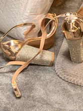 Las nuevas mujeres Sandalias de tacón vendaje de tobillo Correa bombas tacones altos tacones cuadrados vestido zapatos de señora zapatos de talla grande, 34-43, y 21