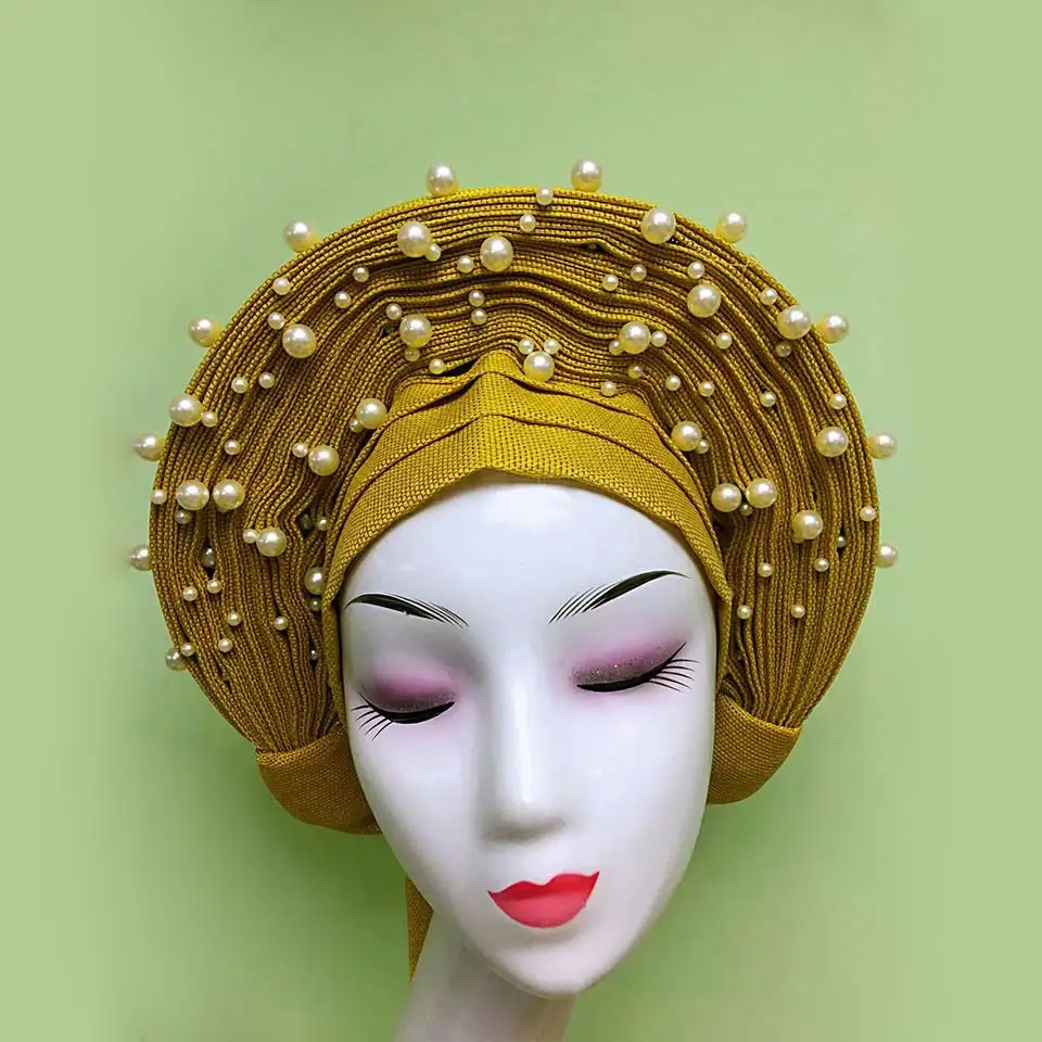 Latest auto gele ready made nigeria aso oke autogele Asoke Headwrap African Women Headtie MONA - Цвет: MONA-6