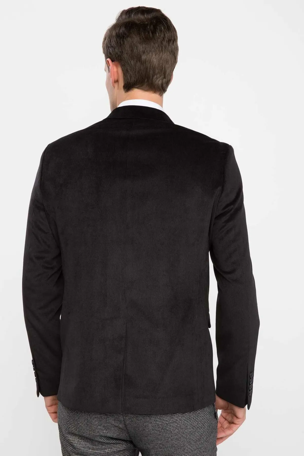 DeFacto мужской модный черный блейзер Повседневный Тонкий Карманный пиджак пиджаки простого кроя Мужское пальто весна осень-K6356AZ18WN