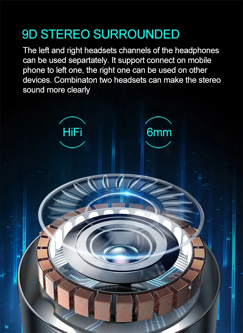 TWS 5,0 Bluetooth 9D стерео наушники беспроводные наушники CVC шумоподавление водонепроницаемые наушники спортивные наушники с двойной микрофон