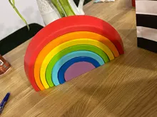 Montessori-juguetes de madera de arcoíris para niños, juguetes educativos Montessori para apilar
