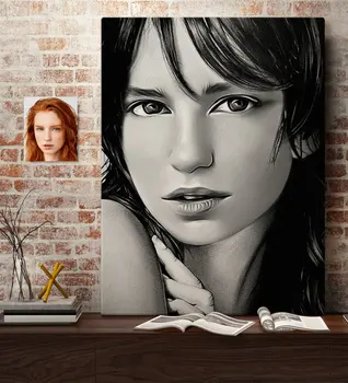 

Personalized Women 'S Charcoal Artistic Portrait Design Canvas Table 50x70cm-25