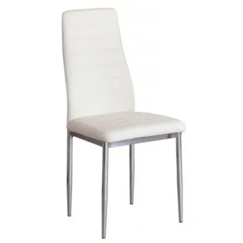 

Dining Chair BASIC upholstered in leather and metal legs Chrome