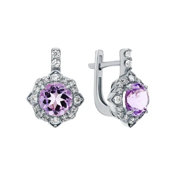 

Silver earrings with amethyst and cubic zirconia sunlight sample 925 test