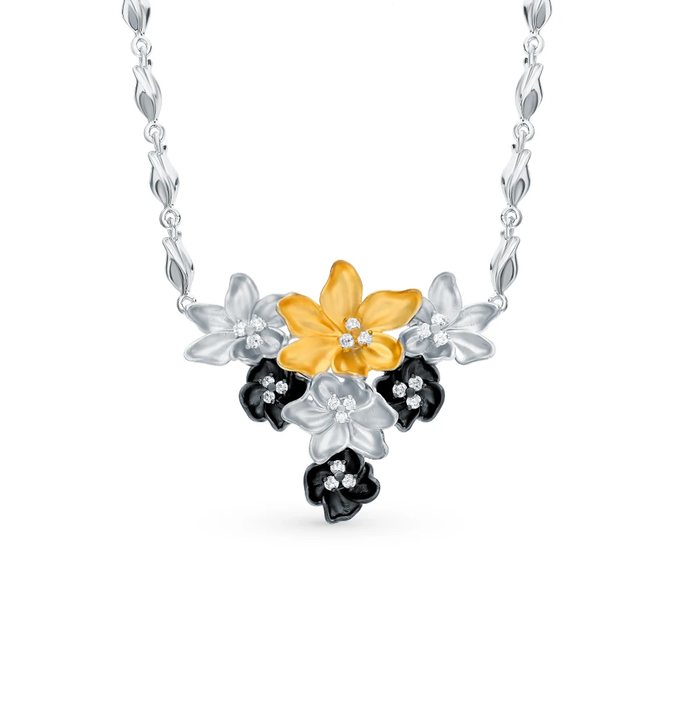 Silver necklace with cubic zirconia SUNLIGHT test 925