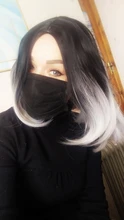 Feilimei-peluca recta con corte Bob de 160g, pelo sintético para Cosplay, afroamericano, Azul, Gris, Rubio, negro, Morado, color ombré