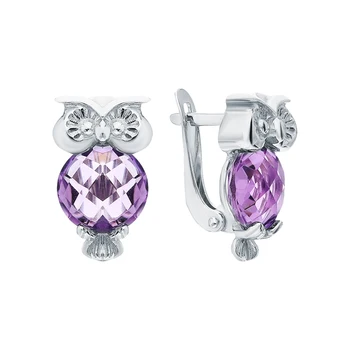 

Silver earrings with amethyst sunlight sample 925
