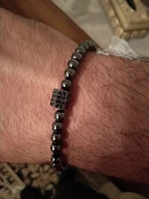 Pulsera de cuentas de cobre con cabeza de calavera para hombre y mujer, brazalete ajustable de cristal con esqueleto de circonia cúbica hecho a mano, joyería Punk para hombre y mujer