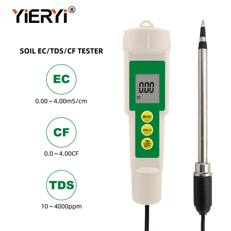 Yieryi новые EC-3185 почвы метр 3 в 1EC/TDS/CF Тестер Цифровой садовое растение Температура