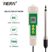 Yieryi-medidor de solo 3 em 1ec/tds/cf., testador digital de condutividade e temperatura de solo do jardim com sonda.