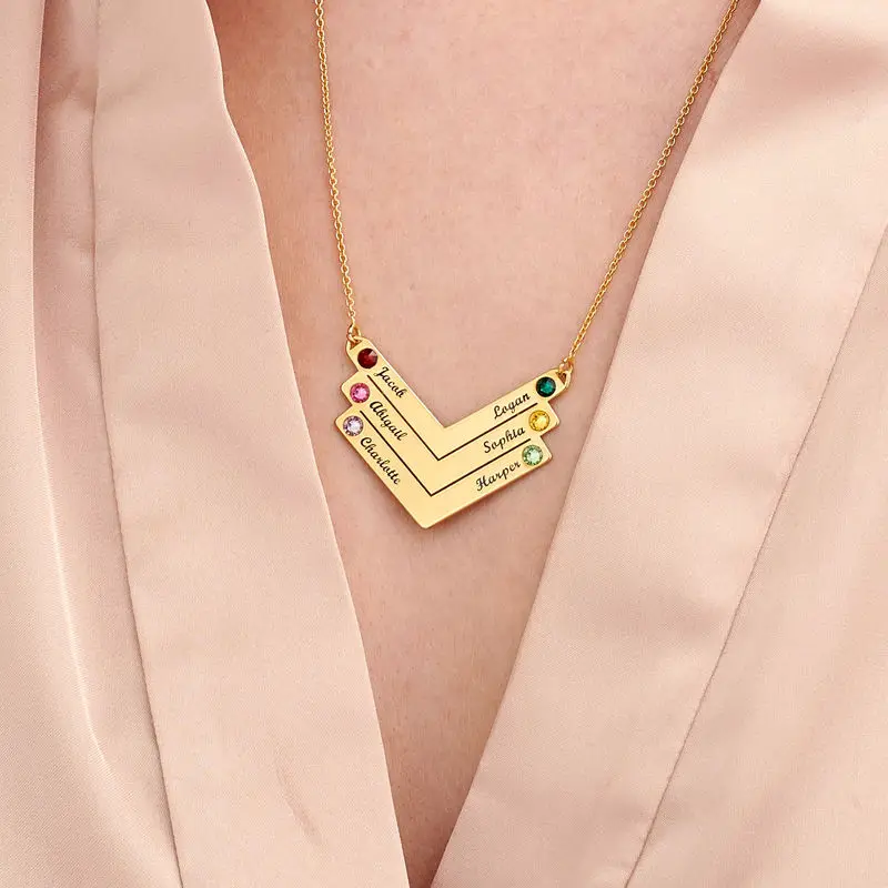 Personalized Family Necklace Mothers 
