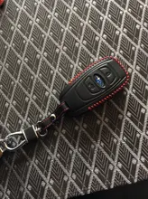 Funda de cuero genuino para coche, llavero con estilo de anillo para Subaru BRZ XV Forester Legacy Outback, carcasa para llaves