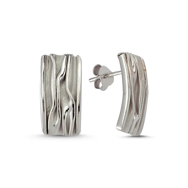 

Silver 925 Sterling Sterling Rectangular Wrinkled Earrings